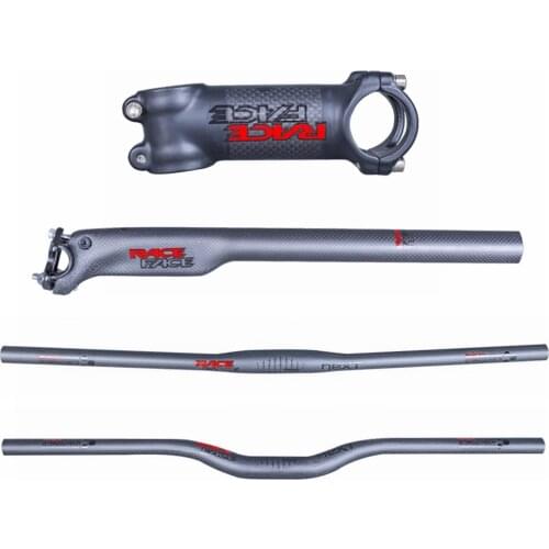 Race Face Next Red Black Bicycle Mountain Handlebar Sets Matte Carbon Fiber Rise/Flat Handlebar + Breaking Wind Seatpost + Stem