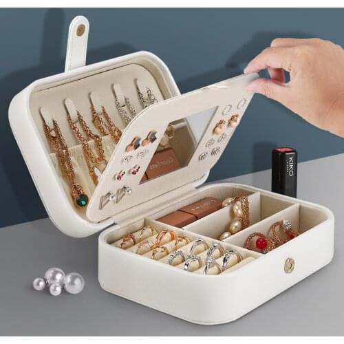 Girl Fashion Jewelry Makeup Storage Box Portable Travel Earrings Nail Ring Necklace Bracelet Organizer Lipstick Case Accessories