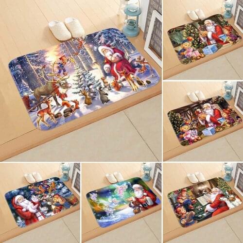 Doormat Cartoon Merry Christmas Anti-slip Absorb Water Bath Mat Bathroom Home Kitchen Bedroon Floor Mat Entrance 40*60cm DD-0097