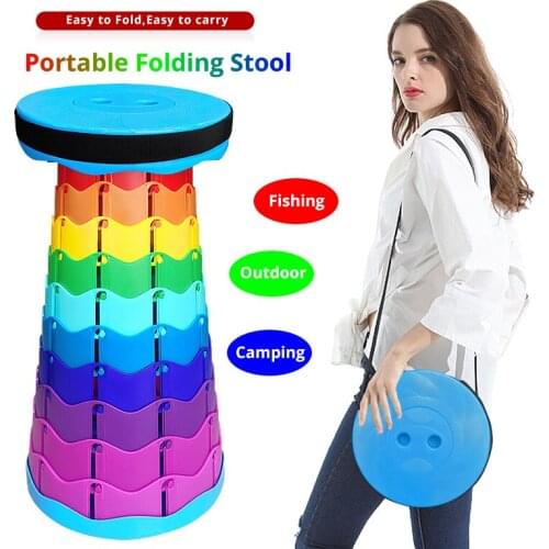 Rainbow Retractable Stool Folding Chiar Outdoor Portable Stool Folding Chair Camping Stool Convenient Fishing Chair
