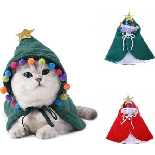 Christmas Pet Dog Cloak Cat Dog Hooded Cloa Pet Christmas Parties Cosplay Performance Cotton Clothing Costume Chihuahua Vest