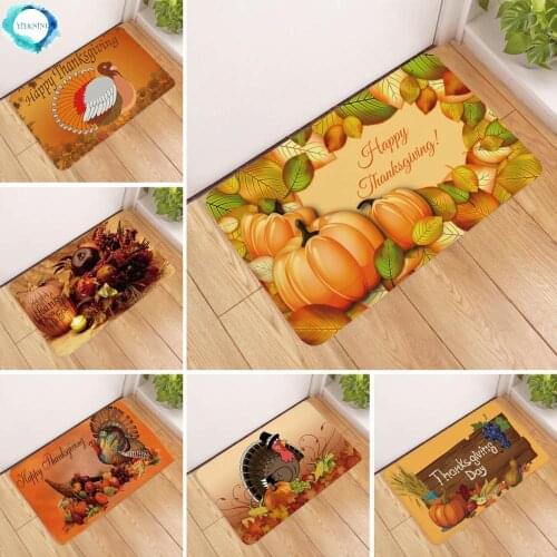 Happy Thanksgiving Turkey Pumpkin Doormat Door Mat Entrance Rug Home Carpet Living Room Bathroom Kitchen Floor Mats Anti Slip
