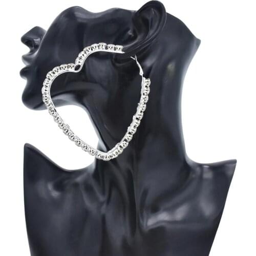 Romantic Big Hoop Earrings for Women Bohemian Crystal Rhinestone Statement Earring Bridal Wedding Party Jewelry New Year Gift