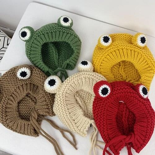 Frog Hat Beanies Knitted Winter Hat Solid Hip-hop Skullies Knitted Hat Cap Costume Accessory Gifts Warm Winter Lovely Christmas