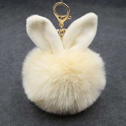 Cute Plush Keychain Pendant Cute Rabbit Ear Fur Ball Pendant Imitation Fur Bag Accessories Fur Ball Pendant