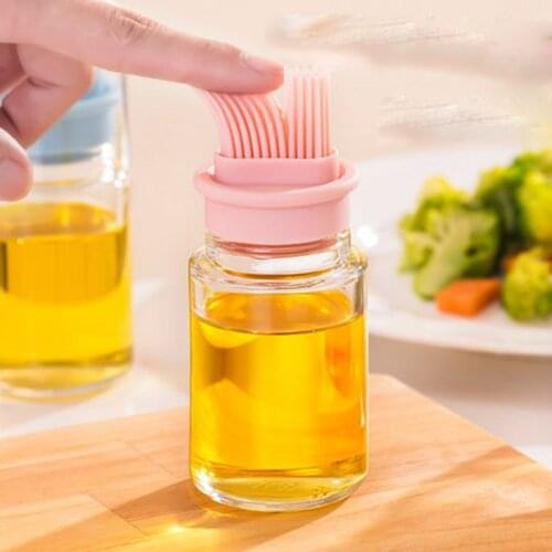 Glass oil tank with silicone brush head high temperature resistant oil brush kitchen pancake barbecue brush dual-purpose househo