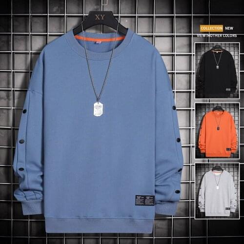 Men Casual Sweatshirts Harajuku Solid Color 2021 Autumn New Male O-Neck Sweatshirt Pullover Hip Hop Streetwear Tracksuit Tops