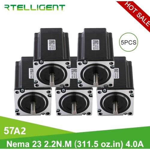 Rtelligent 5PCS 2.2N.M Nema 23 Stepper Motor 57*57 8mm Shaft D-shaft for CNC Engraving Milling Machine