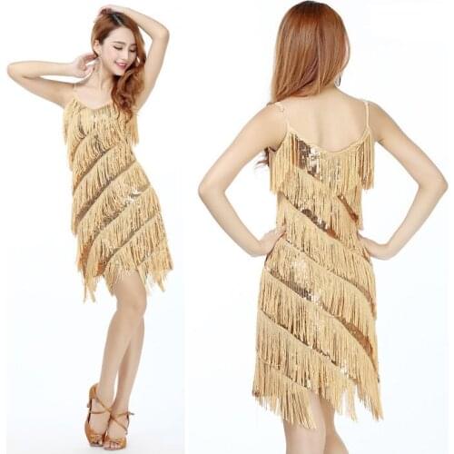 High quality sexy tassel latin dance dress fringe latin dance costumes for women on sale