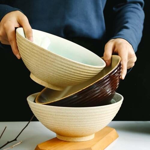 Japanese Kiln Turned Ceramic Ramen Bowl, Large Soup Noodle Bowl, Household Beef Noodle Bowl, Instant Noodle Bowl, Fruit