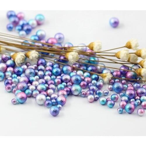 Pearls Assorted Mermaid Kawaii Wrinkle Pearls Resin Art Supplies Blue and Pink Gradient Pearl No Hole Round ABS Pearl
