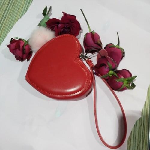 Pink Red Heart Wrist Strap Women Small Handbag Purse For Girls Mini Party Bag Fashion Female Day Clutch Cute Coin Purse