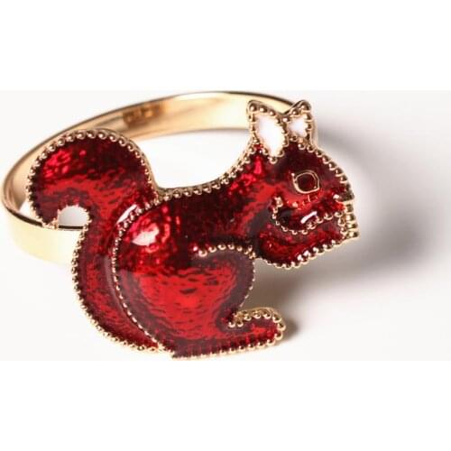 10/PCS New red squirrel napkin button, creative hotel metal napkin ring