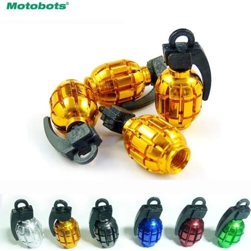 MOTOBOTS 100PCS Grenade-shaped Alloy Valve Caps Bicycle MTB BMX Tire Valve Anti-Dust Covers Top Black,Silver,Red,Green,Gold,Blue