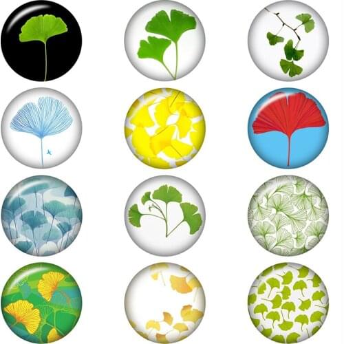 50PCS Mixed Glass Snap Button Lucky Leaf Jewelry For DIY 18MM Button Snap Bracelet Necklace Jewelry