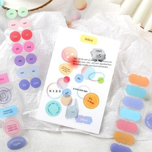 15 Pcs DIY Note Paper Journal Planner Sticker Colorful Decorative Stickers Kawaii Scrapbooking Stationary Office Supplies