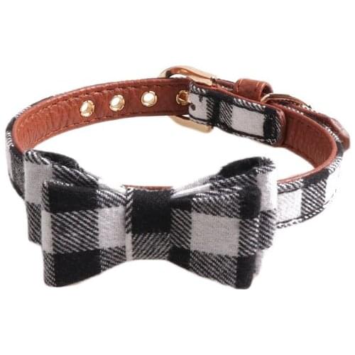 25PCS / LOT Pet Checked Cloth Collar Dog Bowtie Collar Cat Necklace Adjustable Strap Dog Accessories