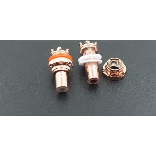 4x CMC 805CU Pure Red Copper RCA Socket Phono Chassis Female HIFI AMP HI END