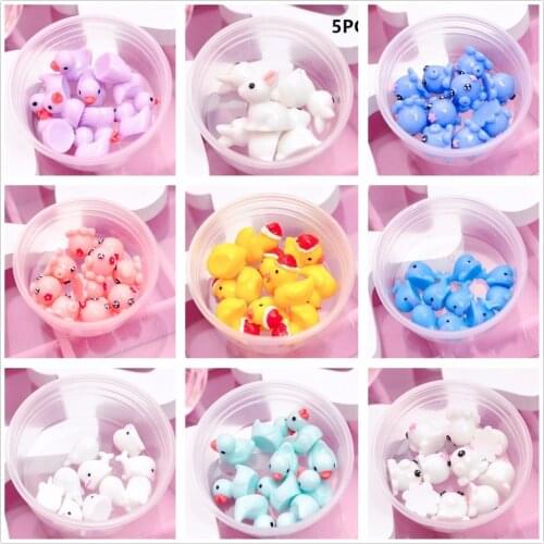 5pcs 10pcs per box Crystal Fluffy Clear Slime Cartoon Animals Accessories Slime Box Supplies Antistress DIY Mini Toys for Kids