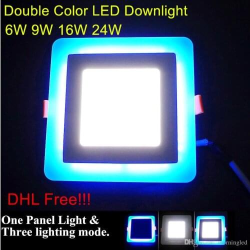 6W 9W 16W 24W 3 Model LED Lamp Panel Light Double Color Ceiling Recessed Lights Indoor Lighting Bulb 10pcs/lot DHL Free ship