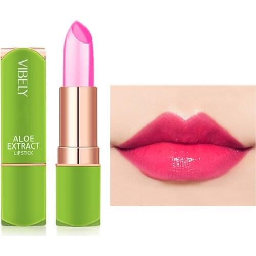 Aloe Vera Temperature Color Change Red Lipstick Lip Gloss Moisture Lip Care Natual Jelly Lipstick Natural Aloe Vera Lip Blam