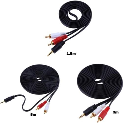 1.5M 3M 5M Jack 3.5mm Audio Cable Connector plug 2RCA Lotus One Point Two Speaker Audio Cable for Computers Connected to TV