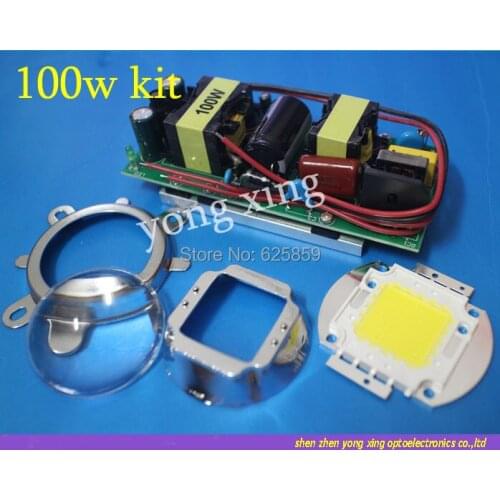 100W white High Power LED + LED Driver + 44mm Lens + Reflector Bracket For DIY led kit