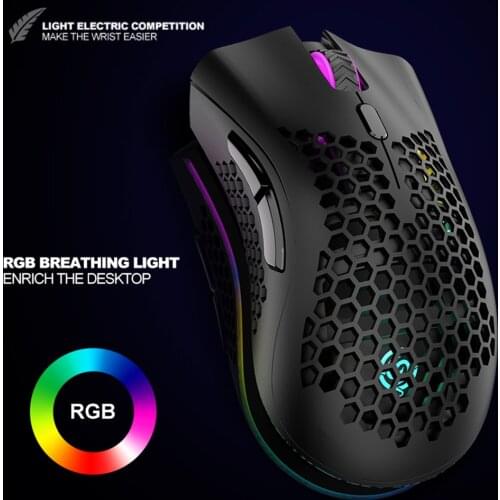 VODOOL BM600 2.4GHz Wireless Gaming Mouse USB Rechargeable 1600DPI Adjustable RGB Backlit Hollow Out Honeycomb Office Gamer Mice