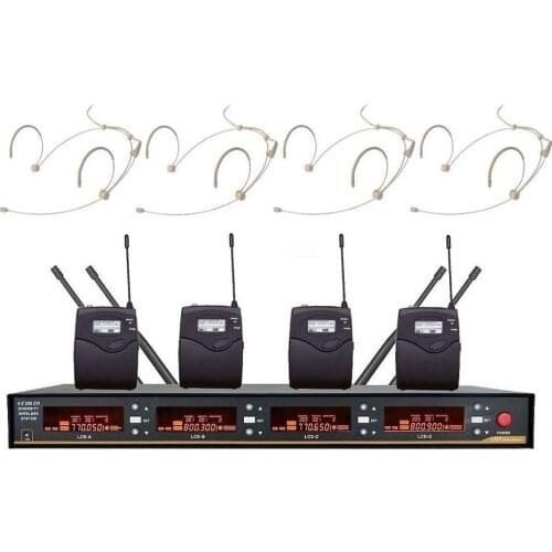 Bolymic UHF 4 Channel Wireless Microphone Mikrofon 4 Beige Headset Cordless Microphone mic System