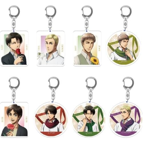 Attack On Titan Pendants Keyrings Anime Cartoon Figure Levi Ackerman Eren Armin Car Key Chains Keychain Jewelry