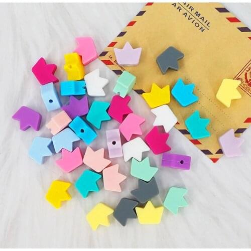 Chengkai 50pcs Silicone Crown Beads Cartoon Teether DIY Baby Pacifier Teething Making Necklace Sensory Toy Food Grade Beads