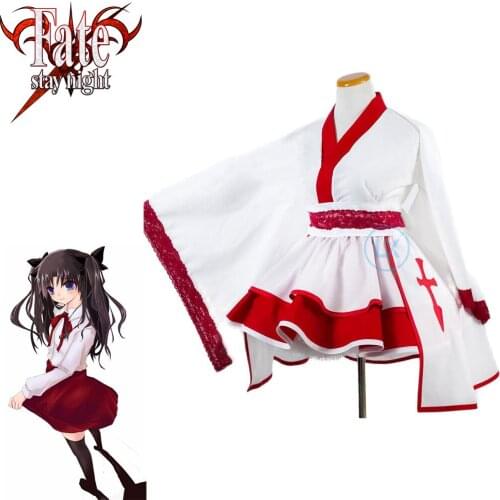 Game Fate Stay Night Rin Tohsaka Uniform Red Suit Kimono Lolita Dress Cos Anime Halloween Cosplay Costume