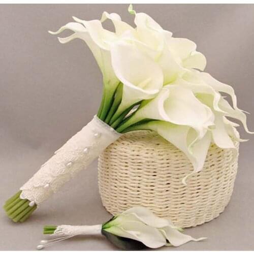 12Pcs Artificial Real Touch Calla Lily Fake Flowers Wedding Home Garden Decor