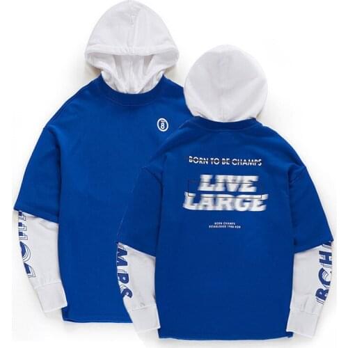 Kpop Bangtan SUGA Same paragraph Color matching Hooded Couple coat men and women jacket korean hoodie harajuku gothic hoodie