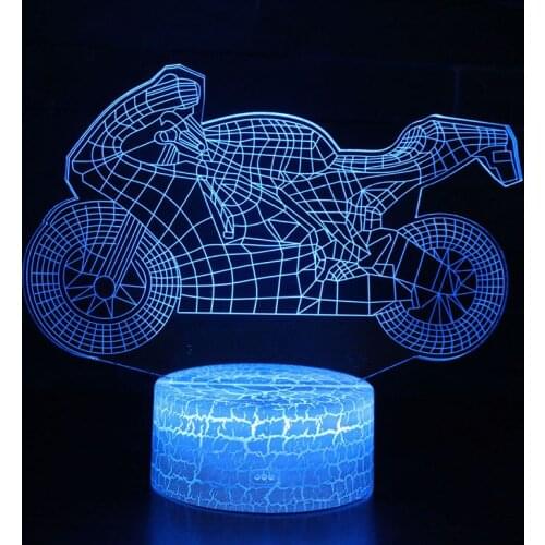 Cool motorcycle theme 3D Lamp LED night light 7 Color Change Touch Mood Lamp Christmas present Dropshippping