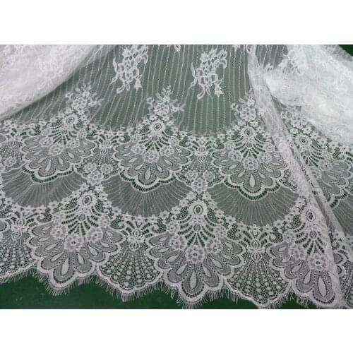 Peacock Embroidered Lace Fabric In White Transparent Net Eyelash Lace Fabric For Wedding 155cm Width