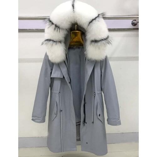 Streetwear Coat Natural Rabbit Fur Lining Fox Fur Collar Hooded Warm Thick Parkas Detachable Winter Jacket Women New Fashion