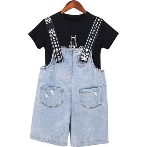 Summer short sleeve Baby boys girls clothing sets infant Jumpsuit clothes Baby 2pcs Suit t-shirts+denim shorts denim Overall