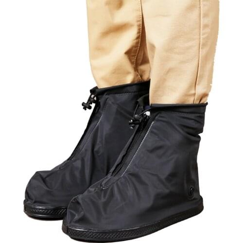 Reusable Rainproof Shoes Cover Thicken Wear-Resistant Waterproof Shoe Cover with Zipper Non-Slip Rain Boot Cases for Men Women