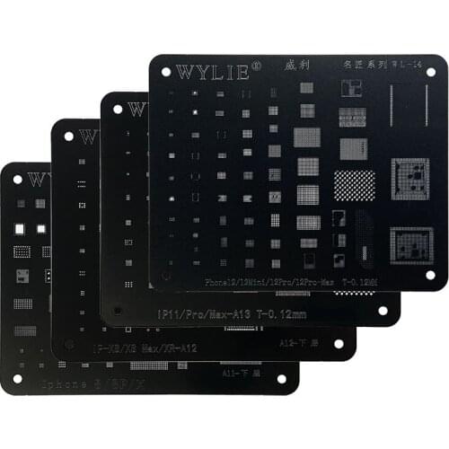Black Steel BGA Reballing Stencil Kit for iPhone 12Max 11Pro XS XS MAX XR X 8P 8 7P 7 6S 6 CPU IC Chip Tin Planting Soldering