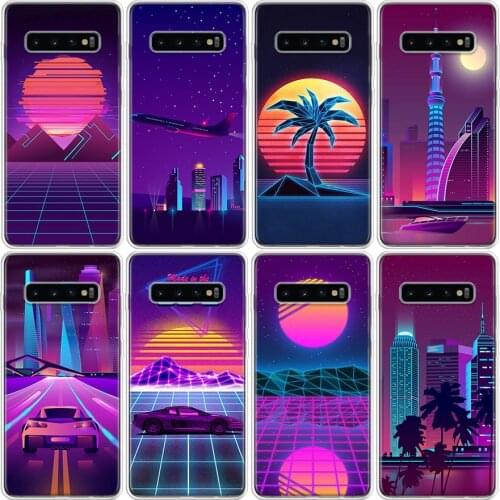 Synthwave Retro 80s Neon colorful Phone Case For Samsung Galaxy S7 S8 S9 S10 S10E S20 S21 FE Note 8 9 10 20 Ultra J4 J6 J8 Plus
