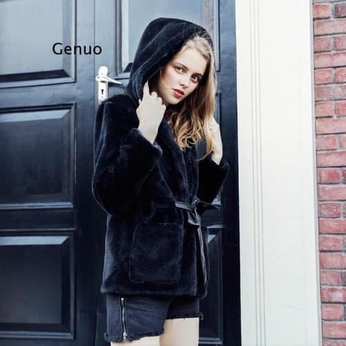 Autumn and Winter New Product Jacket Womens Faux Fur Coat Cotton-Padded Jackets Thickened Middle Length With Hood