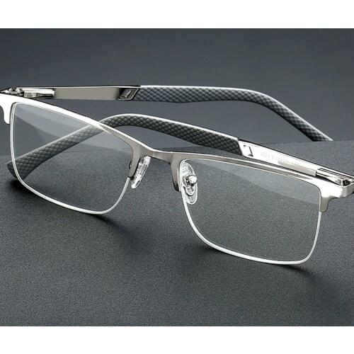 Half Rim Business Reading Glasses Men High Quality Anti Blue Light UV Protection Flexible Magnifying Presbyopic Glasses Silver