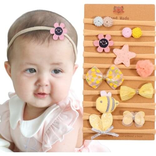 10pc/lot Glitter Star Kids Bow Hairband Children Cute Photo Hairband Without Trace Headband Handmade Flower Bow Hair Accessories