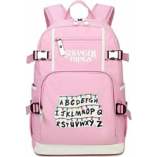 Anime Stranger Things Eleven & Mike Waffles Backpack School Bag Book Zipper Bag Daypack