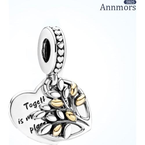 Family Double Love Tree Fits Pandora Charms 925 Sterling Silver Christmas Bracelet Necklace Beads New Year Jewelry Make Gift