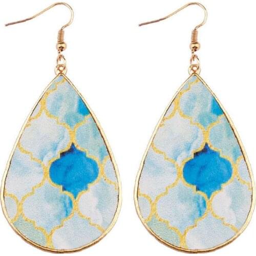 Baroque Moroccan Leather WaterDrop Teardrop Drops Earrings Morocco Teardrop Dangle Drops Earrings Baroque Jewelry Wholesale