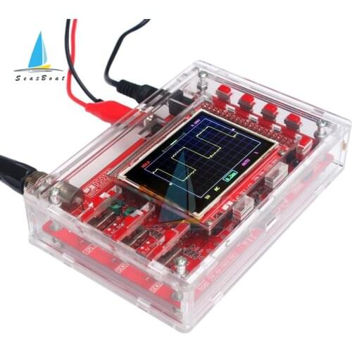 Soldered 2.4" TFT LCD Display Digital Oscilloscope Kit with Alligator Probe Test Clip Transparent Acrylic DIY Case Cover Shell