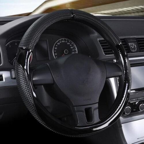 Sport Car Steering Wheel Cover Breathable Anti Slip Glossy Leather Steering Covers Diameter 37-38cm Auto Interior Accessories
