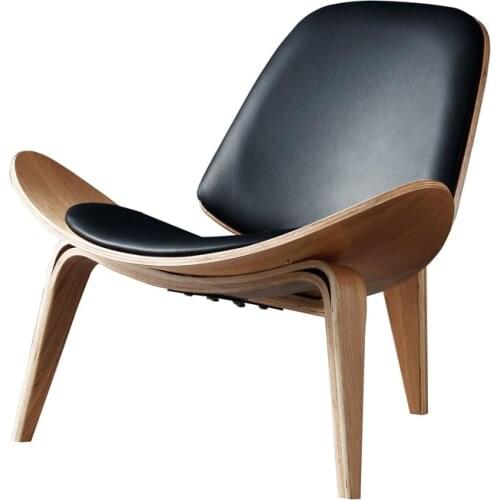 YL Nordic Solid Wood Leisure Chair Creative Simple Single-Seat Sofa Chair Smile Aircraft Shell Chair